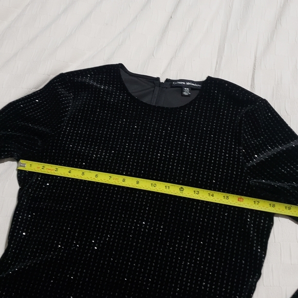 Catherine Malandrino Womens Long Open Sleeve Velvet Dress Black/Silver Size M - Picture 9 of 11